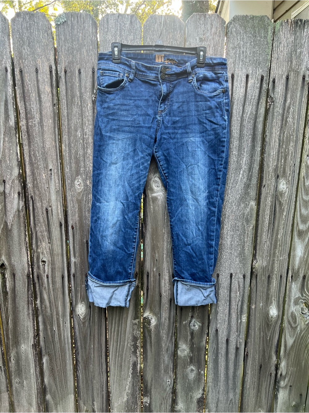 Kut from the Kloth Dark Blue Cropped Roll-Cuff Jeans